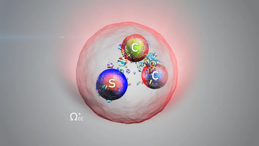 Artist's impression of a baryon containing two charm quarks and one strange quark